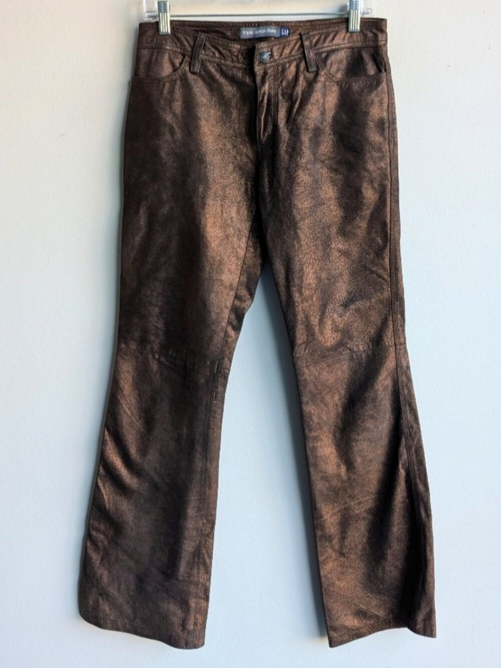 GAP Leather Metallic Copper Bronze Flare Jeans/Pants